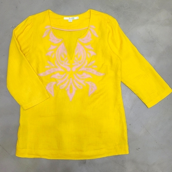 Boden Tops - [Like New] Boden 100% Linen Keyhole Neck 3/4 Sleeve Tunic Size 4